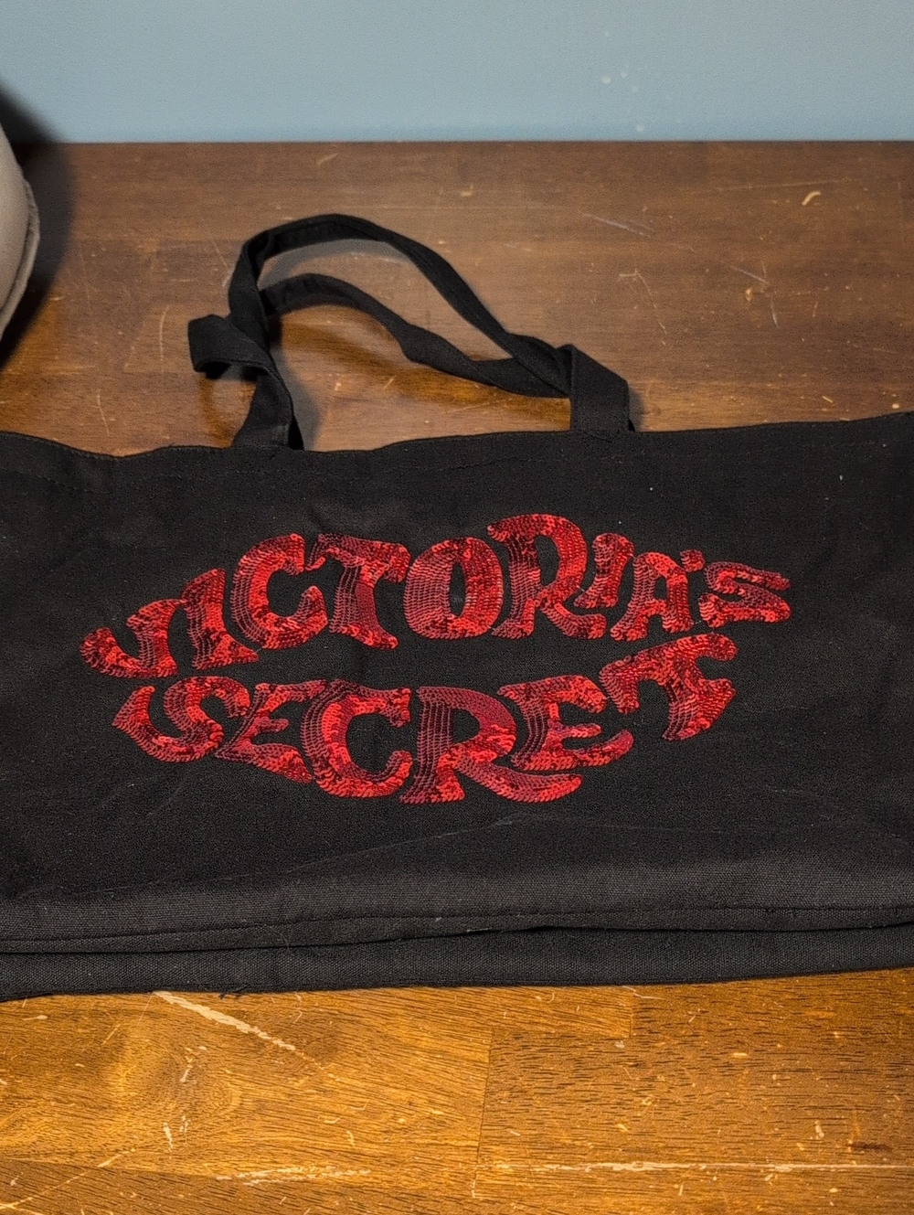 Victoria's Secret Black Tote with Red Embroidered Logo